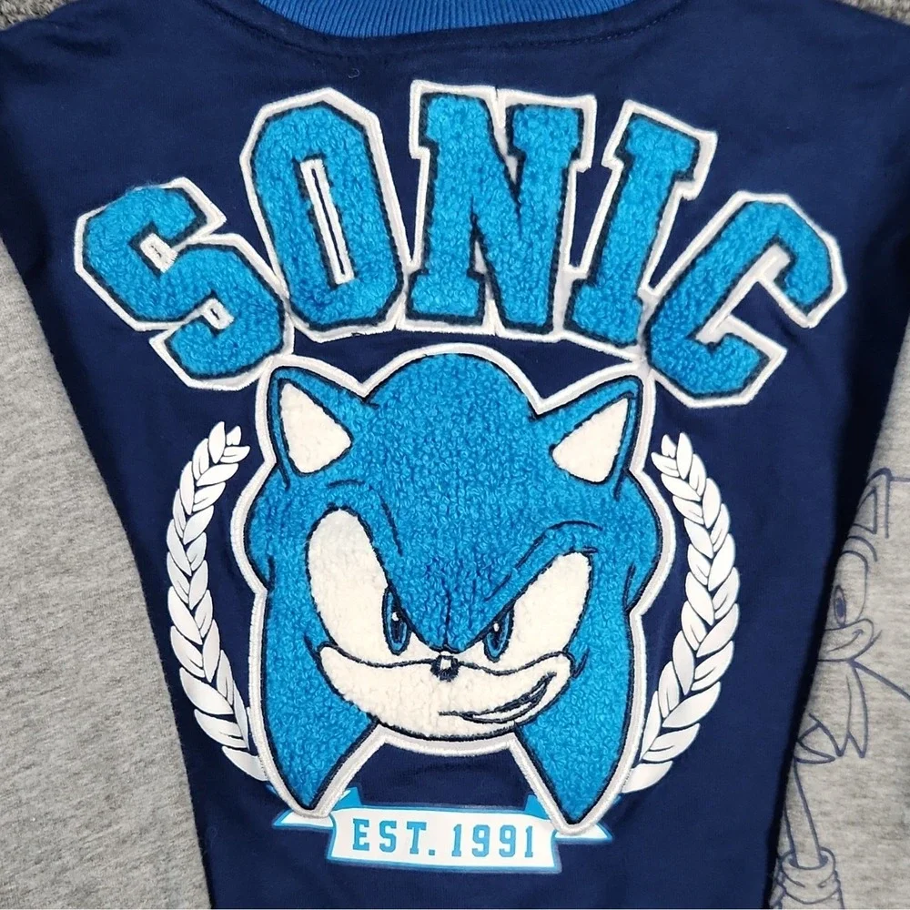 SEGA Sonic The Hedgehog Boys Varsity Bomber Jacket Size 4/5 Huge Chenille Back